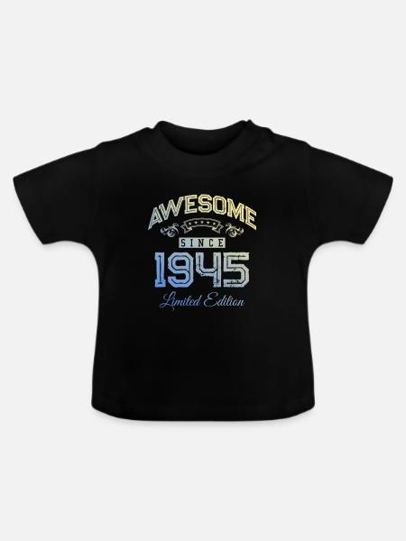 1945 awesome since - Baby Bio-T-Shirt mit Rundhals - Schwarz