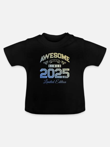 2025 awesome since - Baby Bio-T-Shirt mit Rundhals - Schwarz