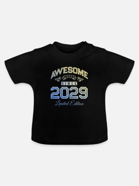2029 awesome since - Baby Bio-T-Shirt mit Rundhals - Schwarz