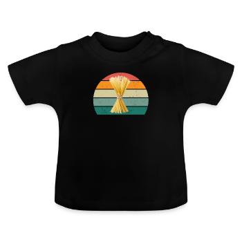 Pâtes Spagehtti Farfalle Pâte Céréales - T-shirt bio col rond Bébé - noir - Devant