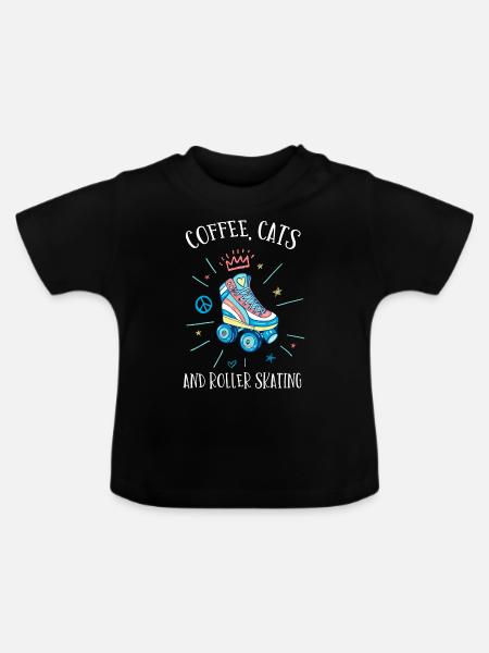 Rollschuhlaufen - Baby Bio-T-Shirt mit Rundhals - Schwarz