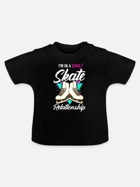 Rollschuhlaufen - Baby Bio-T-Shirt mit Rundhals - Schwarz