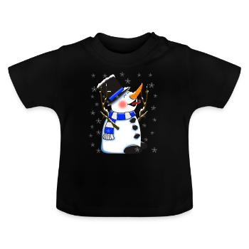 Niedlicher Schneemann Winter - Baby Bio-T-Shirt mit Rundhals - Schwarz - Vorne