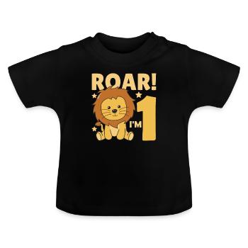 Enfants 1er anniversaire Léo 1 an - T-shirt bio col rond Bébé - noir - Devant