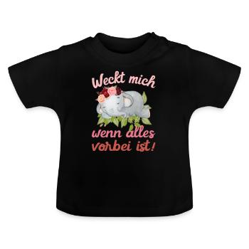 Weckt mich, wenn alles vorbei ist - Baby Bio-T-Shirt mit Rundhals - Schwarz - Vorne