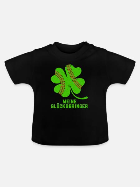 Meine Glücksbringer Baseball Kleeblatt - Baby Bio-T-Shirt mit Rundhals - Schwarz
