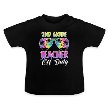 Zweite Klasse Klassenlehrer auf Ferien Lehrer - Baby Bio-T-Shirt mit Rundhals - Schwarz - Vorne