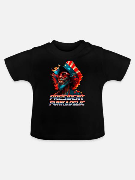 Afro-Mann Präsident Funkadelic - Baby Bio-T-Shirt mit Rundhals - Schwarz