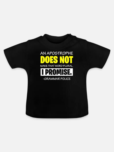 Grammatikpolizei - Englischlehrer - Baby Bio-T-Shirt mit Rundhals - Schwarz