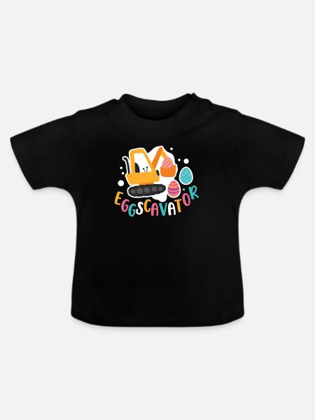 Eggscavator Konstruktionsbagger Ostereierjäger - Baby Bio-T-Shirt mit Rundhals - Schwarz