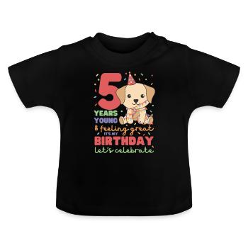 Labrador for 5th birthday children five years old - Baby Organic T-Shirt with Round Neck - black - Front