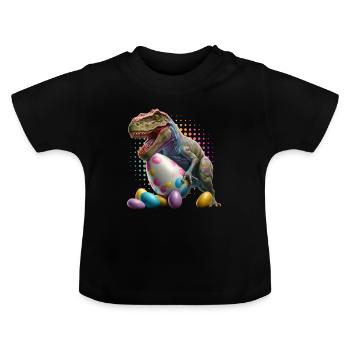 Eggspert Eiersuche Dinosaurier Ostereier - Baby Bio-T-Shirt mit Rundhals - Schwarz - Vorne