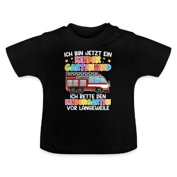 Ich bin jetzt ein Kindergartenkind Einschulung - Baby Bio-T-Shirt mit Rundhals - Schwarz - Vorne