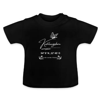 Kühlungsborn-Möwe-Anker-Koordinaten-Ostsee - Baby Bio-T-Shirt mit Rundhals - Schwarz - Vorne