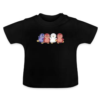 Pinguin für den vierten Juli USA Flagge Pinguine - Baby Bio-T-Shirt mit Rundhals - Schwarz - Vorne