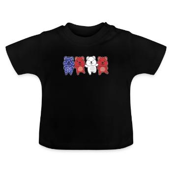 Quokka für den vierten Juli USA Flagge Quokkas - Baby Bio-T-Shirt mit Rundhals - Schwarz - Vorne