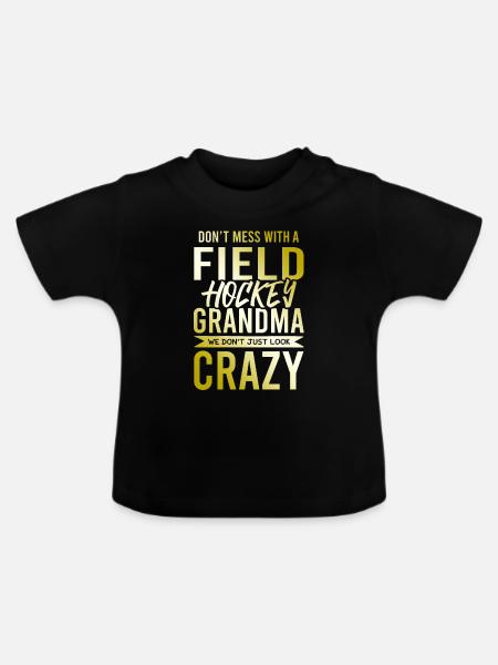 fieldhockey großmutter - Baby Bio-T-Shirt mit Rundhals - Schwarz