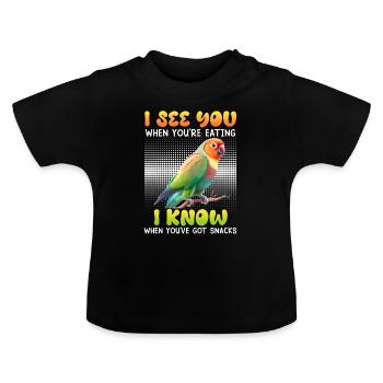 Tourtereaux Je te vois Propriétaires de tourtereaux - T-shirt bio col rond Bébé - noir - Devant