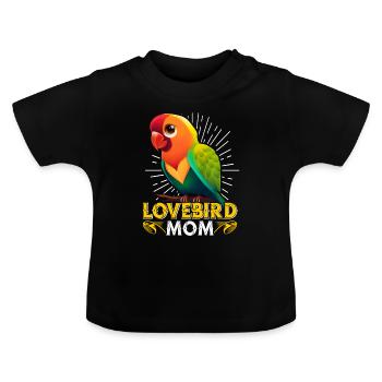 Lovebird Mom Bird Lovers Women - Baby Organic T-Shirt with Round Neck - black - Front