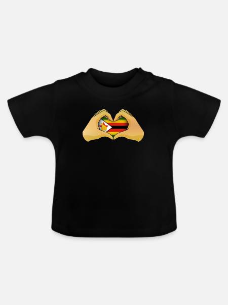Simbabwe - Baby Bio-T-Shirt mit Rundhals - Schwarz