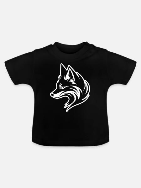 Fuchs Tier - Baby Bio-T-Shirt mit Rundhals - Schwarz