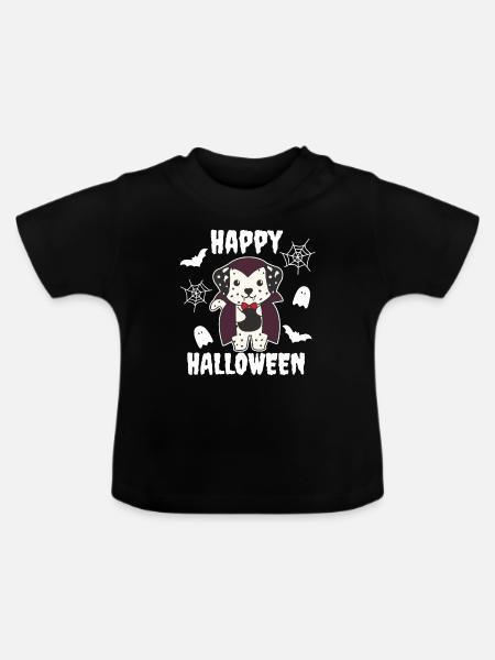 Dalmatiner Happy Halloween Vampir - Baby Bio-T-Shirt mit Rundhals - Schwarz
