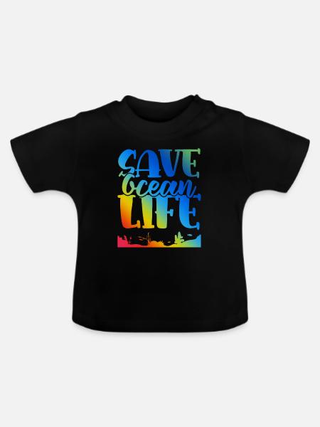 save the ocean leben - Baby Bio-T-Shirt mit Rundhals - Schwarz