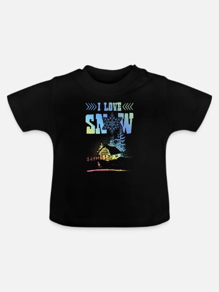 Ich liebe Schnee - Baby Bio-T-Shirt mit Rundhals - Schwarz