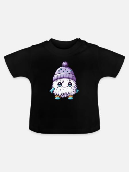 Winter Eskimo Comic Winterlich - Baby Bio-T-Shirt mit Rundhals - Schwarz