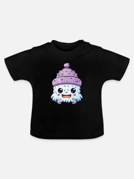 Winter Eskimo Comic Winterlich - Baby Bio-T-Shirt mit Rundhals - Schwarz