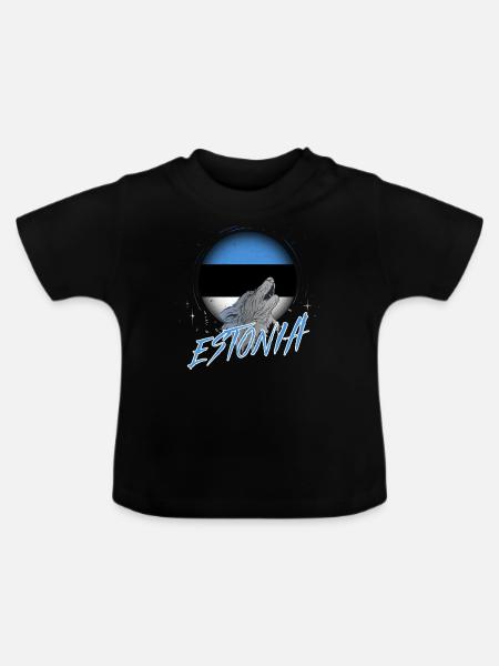 Estland - Baby Bio-T-Shirt mit Rundhals - Schwarz