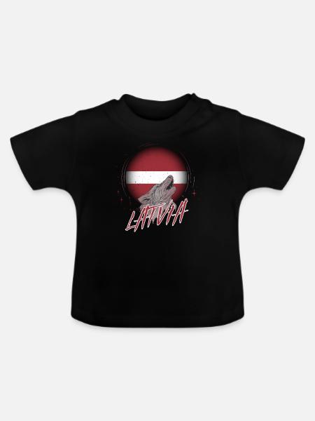 Lettland - Baby Bio-T-Shirt mit Rundhals - Schwarz