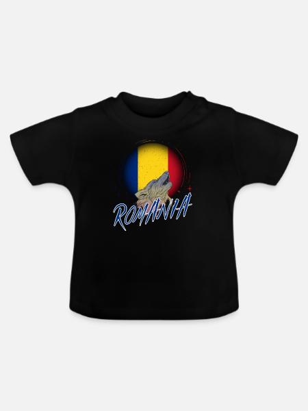 Rumänien - Baby Bio-T-Shirt mit Rundhals - Schwarz