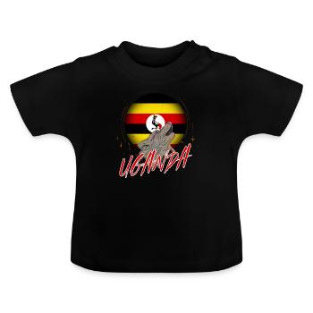 Uganda - Baby Organic T-Shirt with Round Neck - black - Front