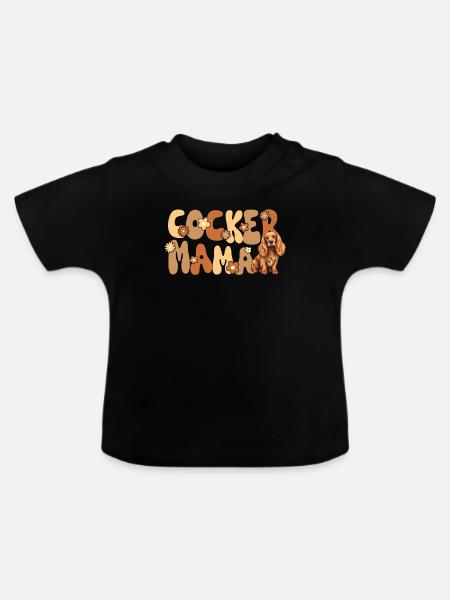 Cocker Spaniel Groovy Cocker Mama - Baby Bio-T-Shirt mit Rundhals - Schwarz