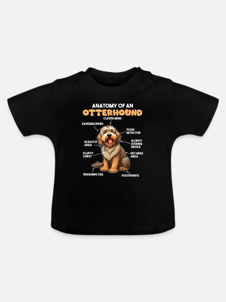 Hunde Erklärung Anatomy eines Otterhound - Baby Bio-T-Shirt mit Rundhals - Schwarz