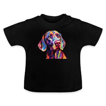 Aquarelle Braque de Weimar coloré - T-shirt bio col rond Bébé - noir - Devant