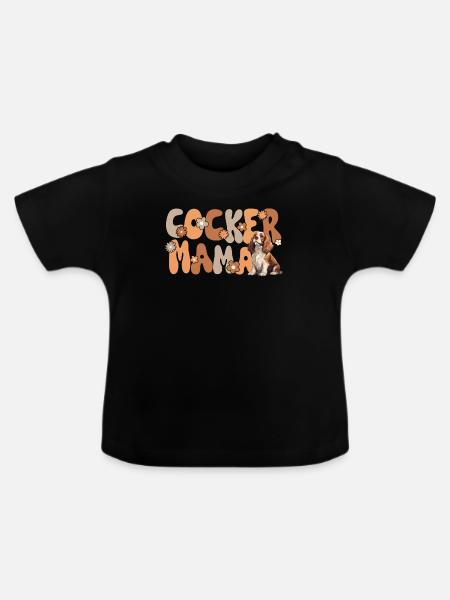 Cocker Spaniel Groovy Cocker Mama - Baby Bio-T-Shirt mit Rundhals - Schwarz