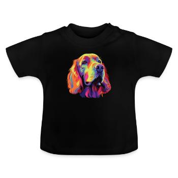 Watercolor Colorful Clumber Spaniel - Baby Organic T-Shirt with Round Neck - black - Front