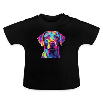 Watercolor Colorful Blue Lacy - Baby Organic T-Shirt with Round Neck - black - Front