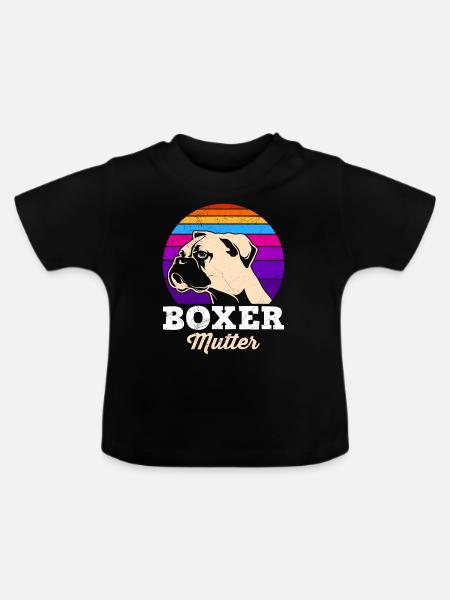 BOXER MUTTER Deutscher Boxer Hundebesitzerin - Baby Bio-T-Shirt mit Rundhals - Schwarz