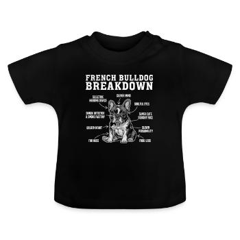 French Bulldog BREAKDOWN Frenchie - Baby Organic T-Shirt with Round Neck - black - Front