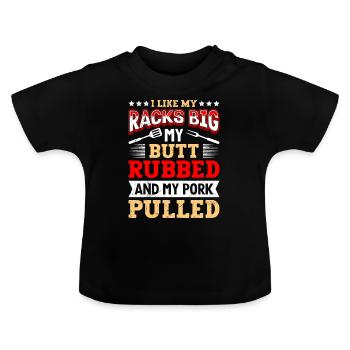Les amateurs de viande aiment mes carrés gros cul frottés - T-shirt bio col rond Bébé - noir - Devant