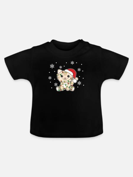 Katze Weihnachten Winter Tiere Katzen - Baby Bio-T-Shirt mit Rundhals - Schwarz