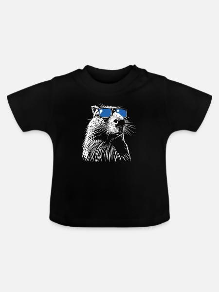 Cooles Capybara - Zeichnung Silhouette - Baby Bio-T-Shirt mit Rundhals - Schwarz