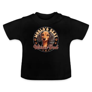 Dachshund Dog Viennese Dad - Baby Organic T-Shirt with Round Neck - black - Front