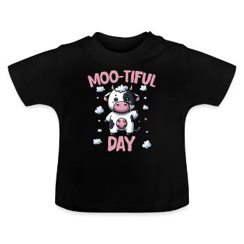 Vous êtes Moo-tiful, Mignon Amoureux des vaches drôle - T-shirt bio col rond Bébé - noir - Devant