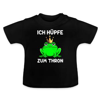 Karneval Frosch ICH HÜPFE ZUM THRON Lustiges - Baby Bio-T-Shirt mit Rundhals - Schwarz - Vorne