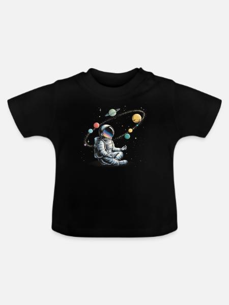 Astronaut Meditation Weltraum Planeten Umlaufbahn - Baby Bio-T-Shirt mit Rundhals - Schwarz