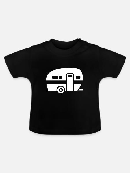 Wohnwagen - Baby Bio-T-Shirt mit Rundhals - Schwarz